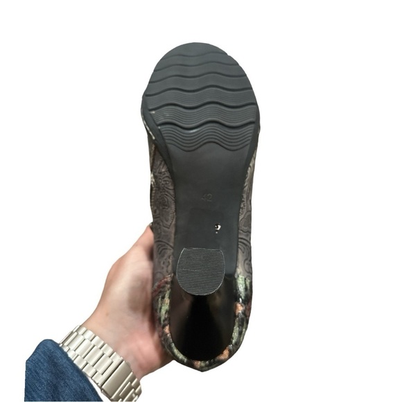 NWOB - Socofy Retro Classic Buckle Printing Splicing Mid Heels- Size 42/US 9 - Picture 4 of 6